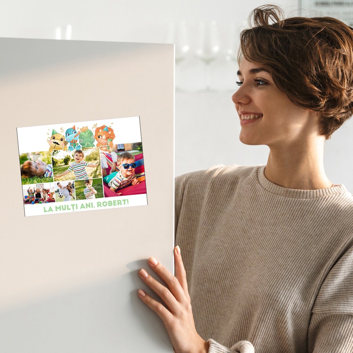 Gepersonaliseerde magnetische wenskaart met 6 foto