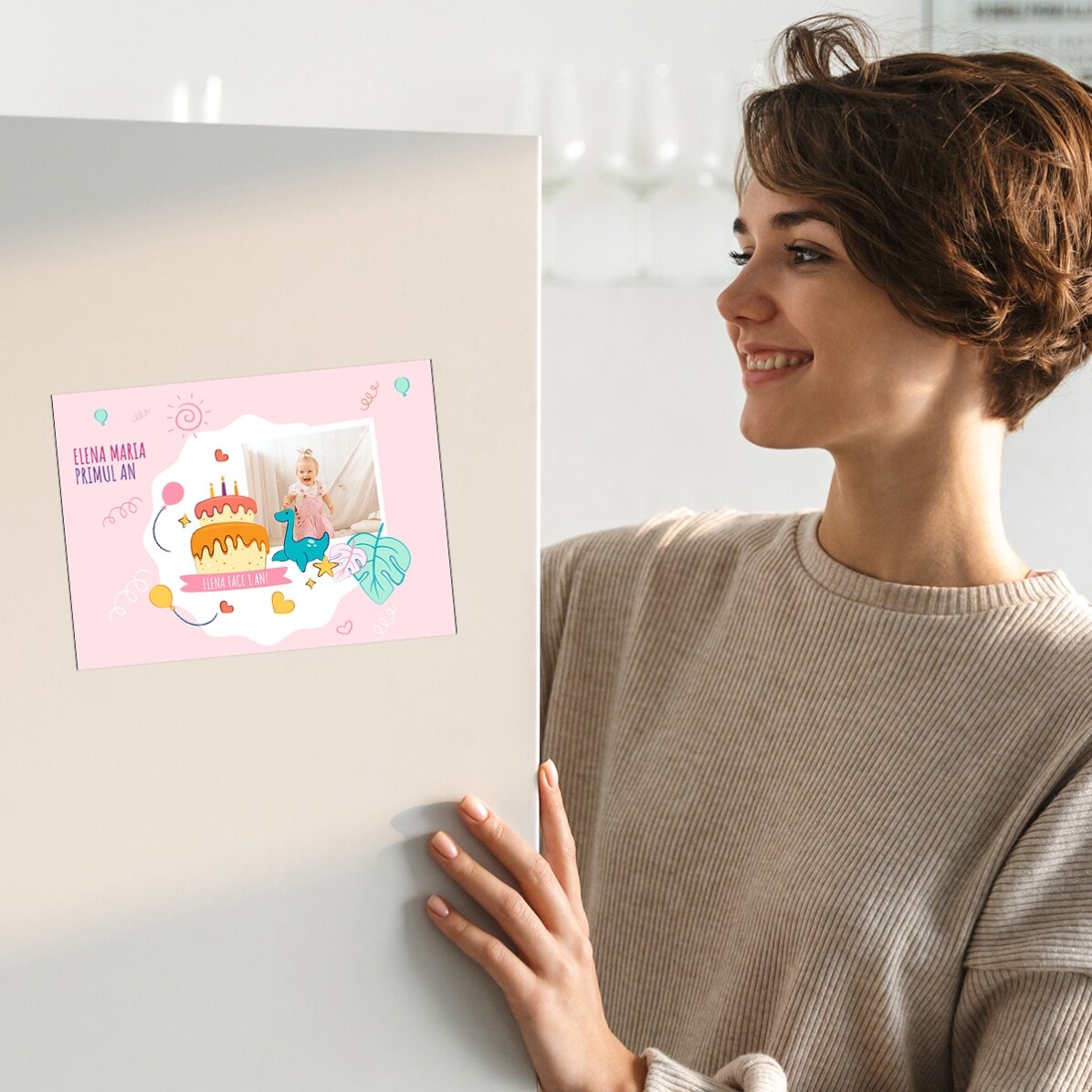 Gepersonaliseerde magnetische wenskaart met een foto voor de verjaardag van je kind