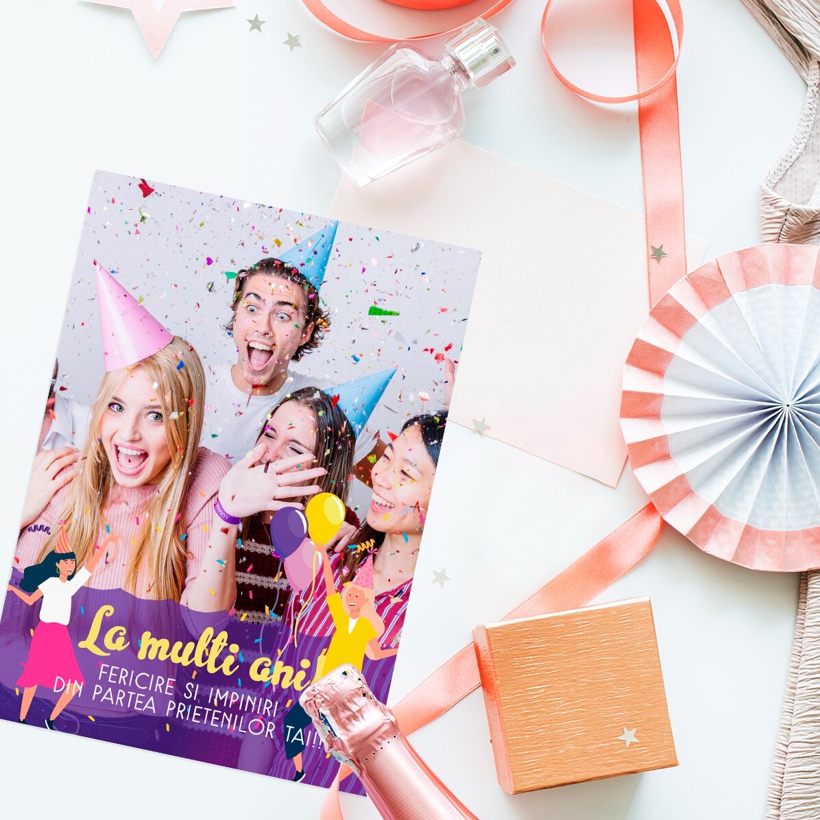 Gepersonaliseerde wenskaart met foto en tekst - Happy Birthday!
