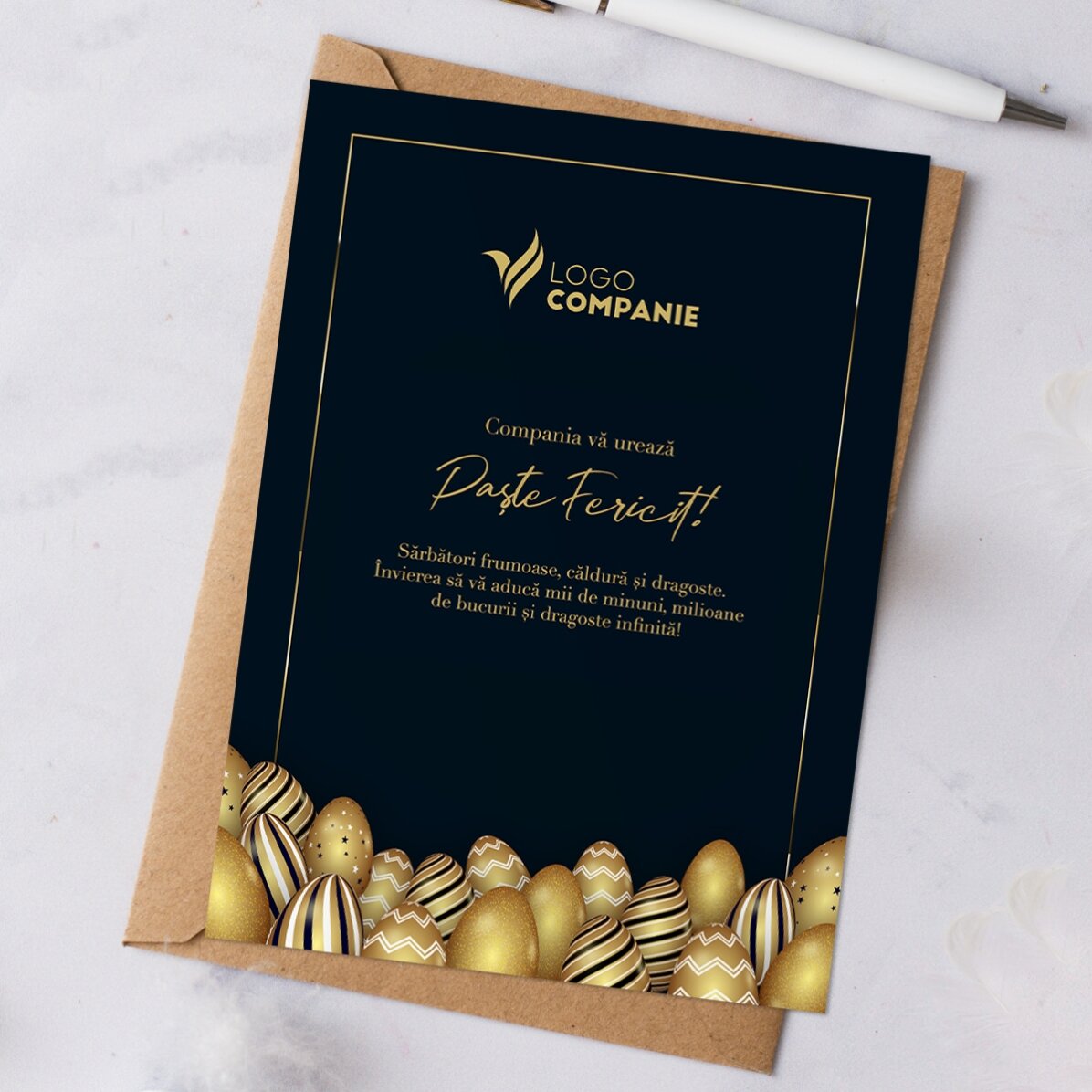 Carte de vœux personnalisée avec logo et message pour Pâques