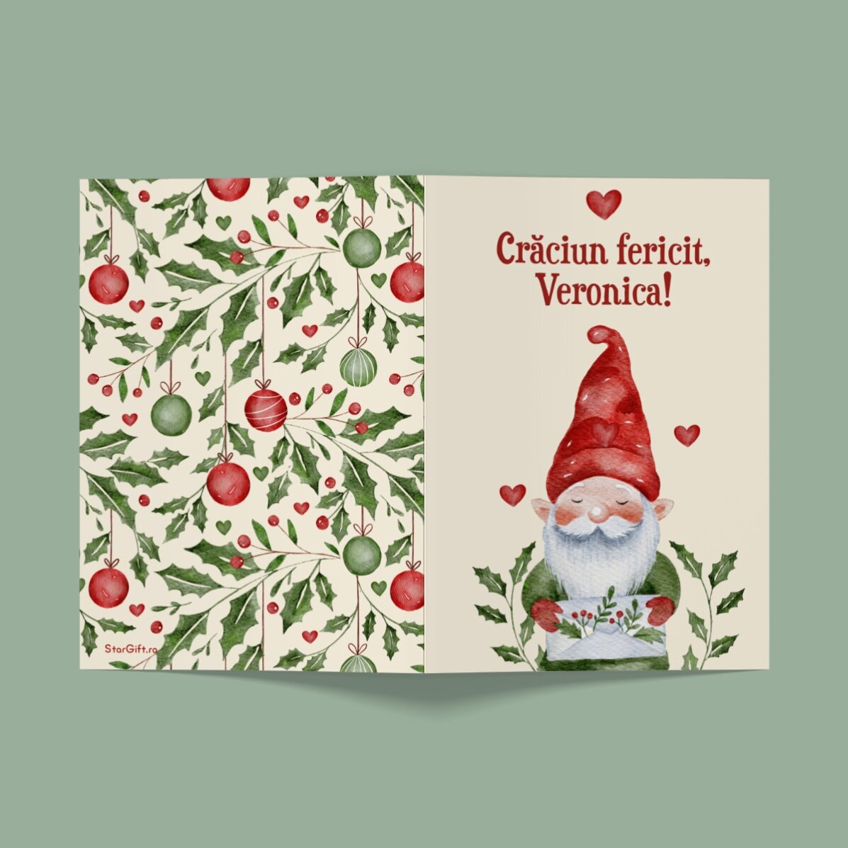 Gepersonaliseerde kerstkaart met kerstboodschap - Kabouter