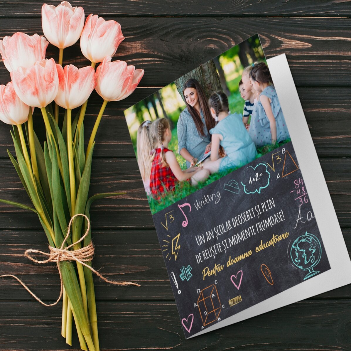 Carte de vœux personnalisée avec photo et texte - Pour les enseignants
