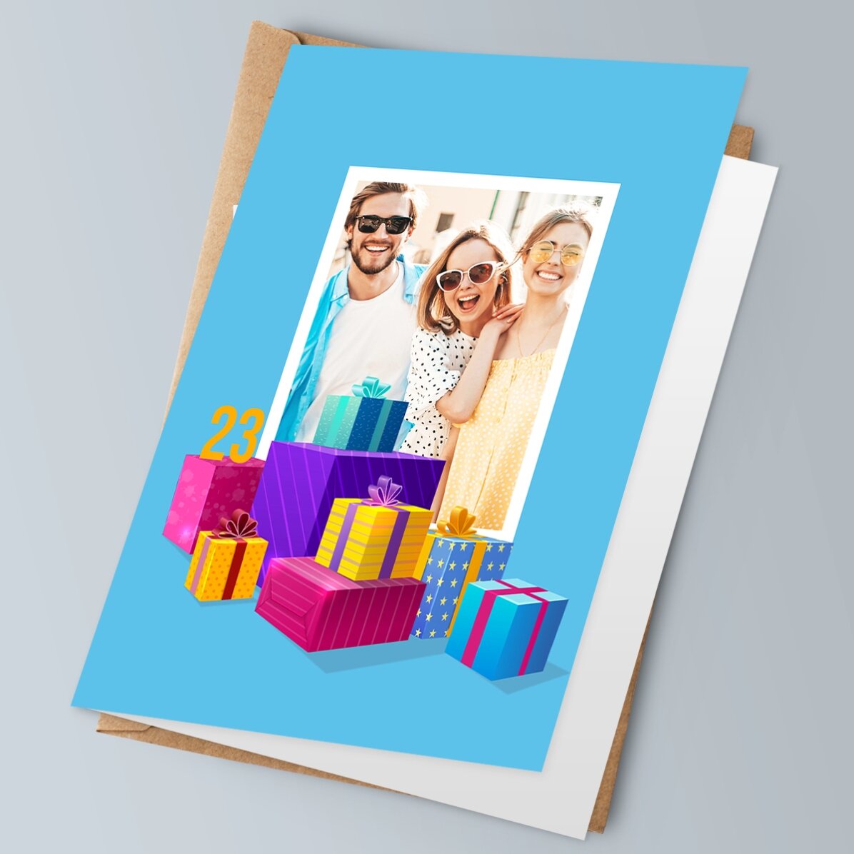 Carte de vœux personnalisée avec photo, texte et code QR - Joyeux anniversaire