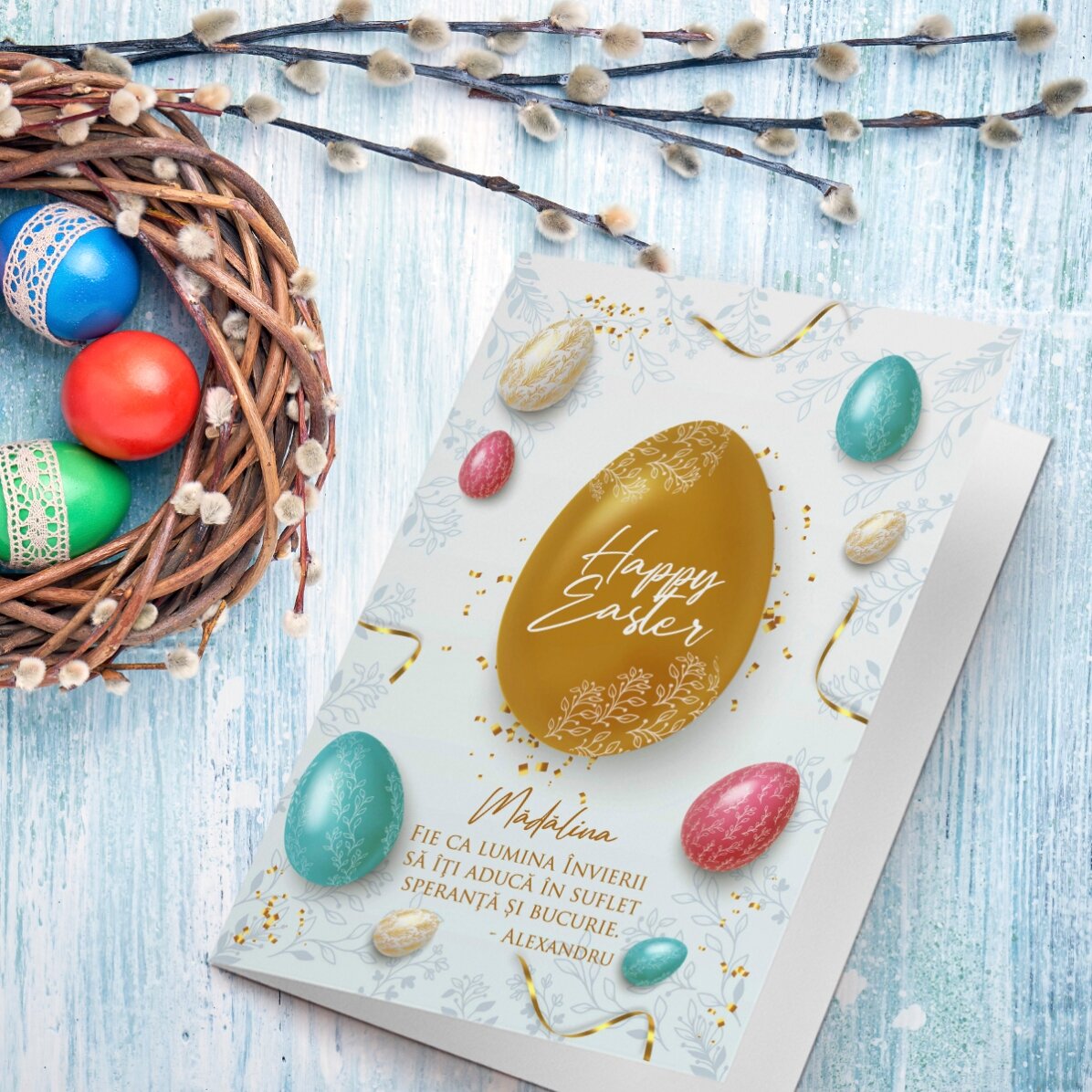 Gepersonaliseerde wenskaart met tekst - Easter Wish