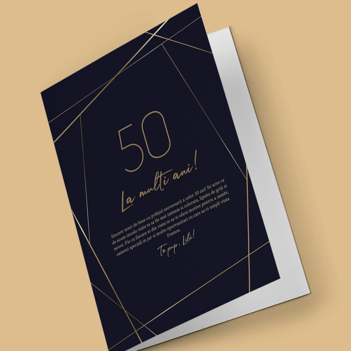 Gepersonaliseerde wenskaart met tekst - Golden 50