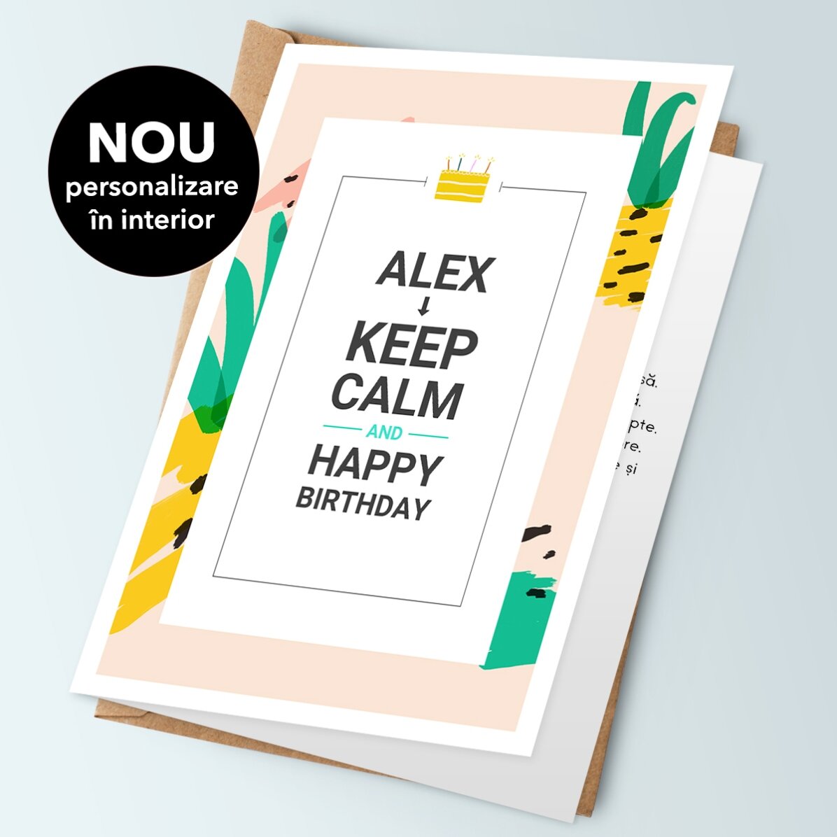 Gepersonaliseerde wenskaart met tekst - KEEP CALM and happy birthday
