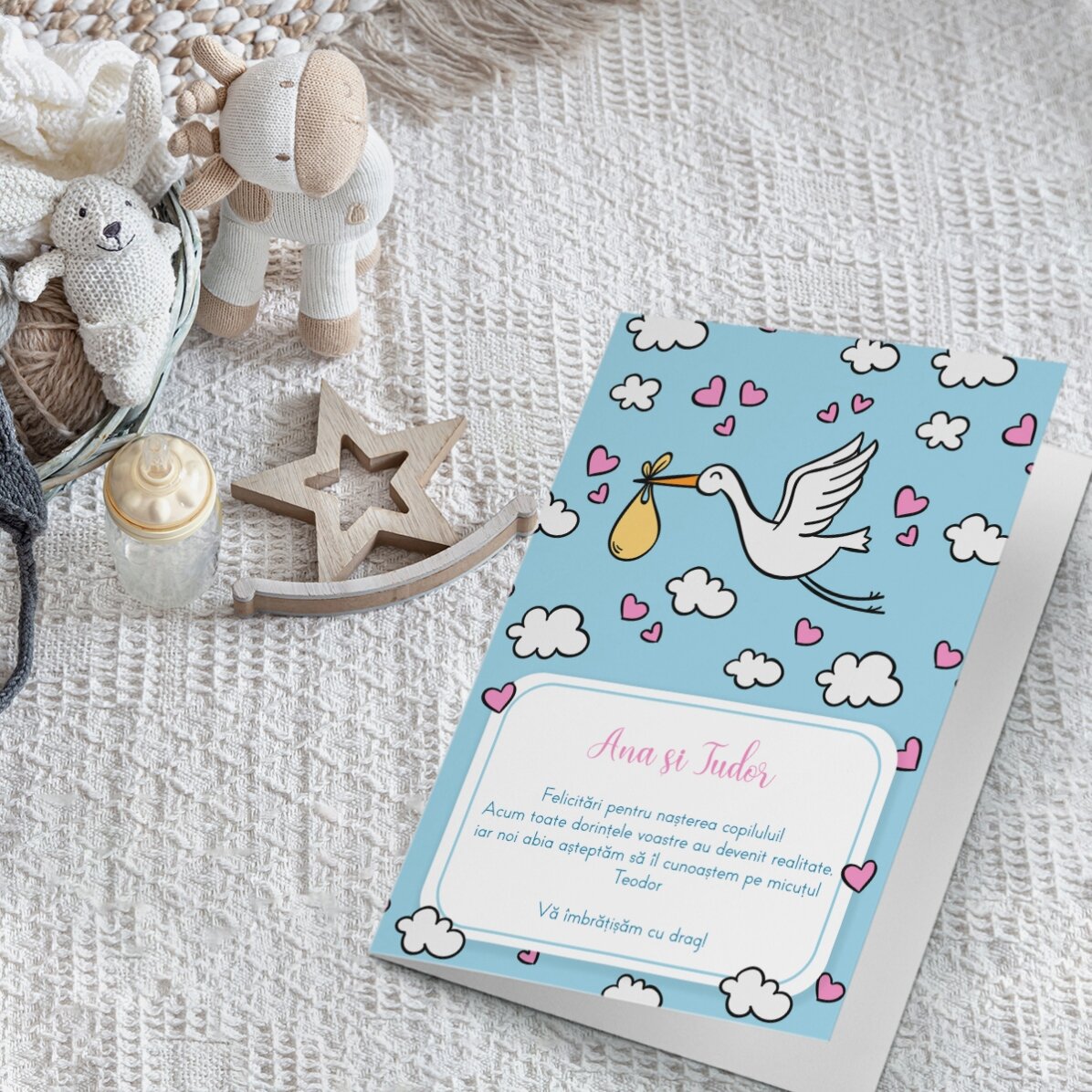 Gepersonaliseerde wenskaart met tekst - New Baby
