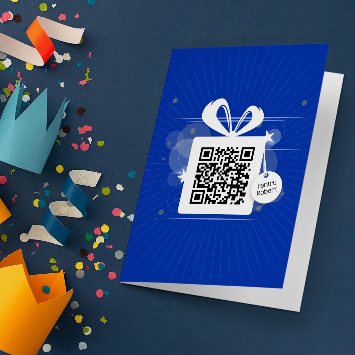 Carte de vœux personnalisée avec texte et code QR - Joyeux anniversaire