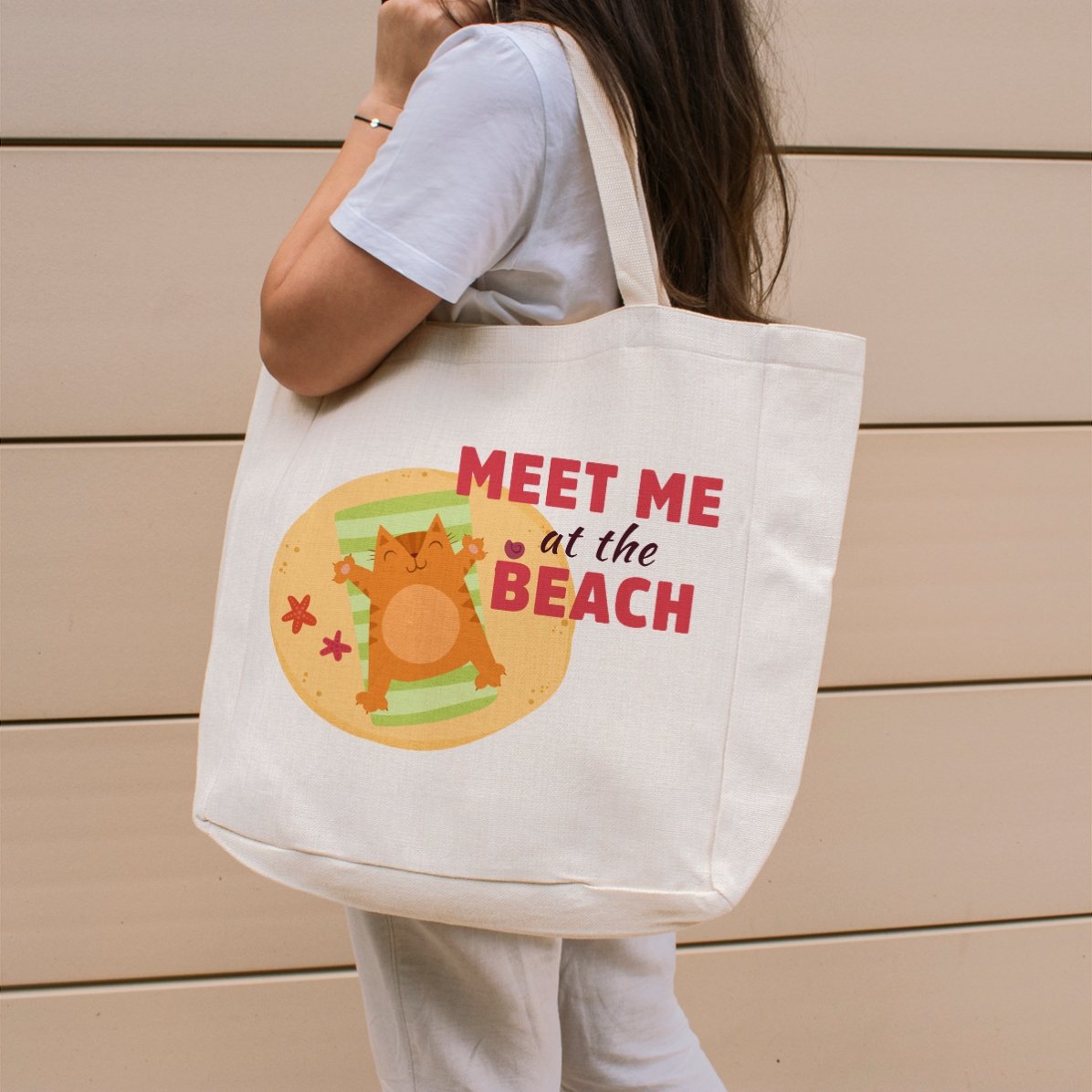 Strandtas met gepersonaliseerde tekst - Meet me at the beach