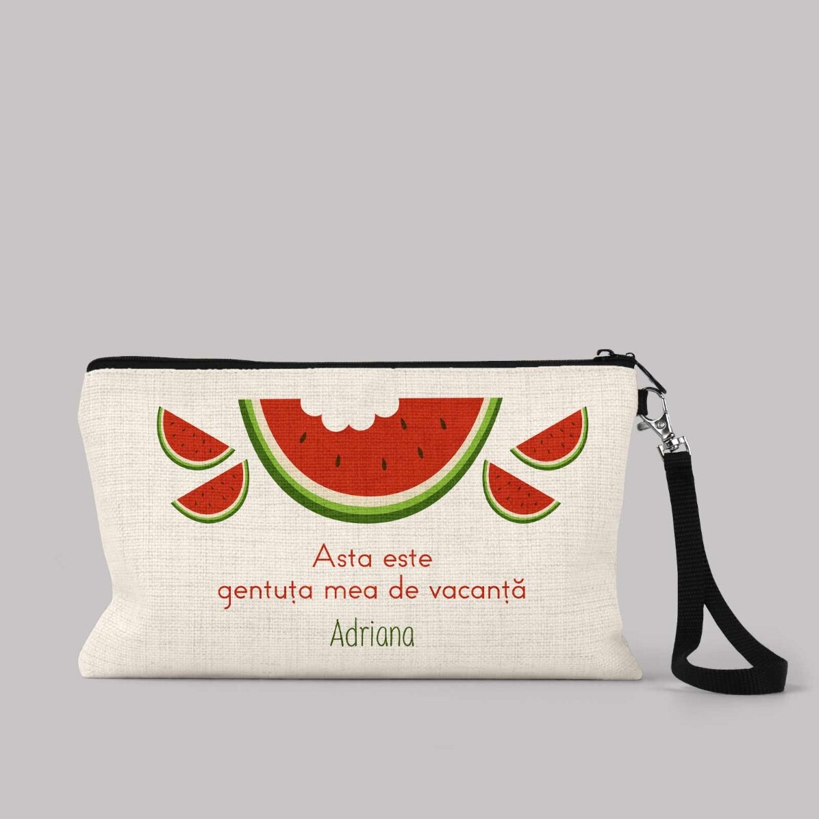 Petite pochette pour accessoires personnalisée avec un texte - Watermelon