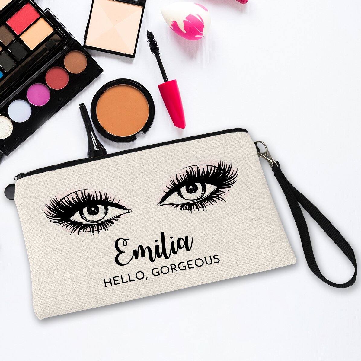 Gepersonaliseerd make-uptasje met naam - Hello gorgeous