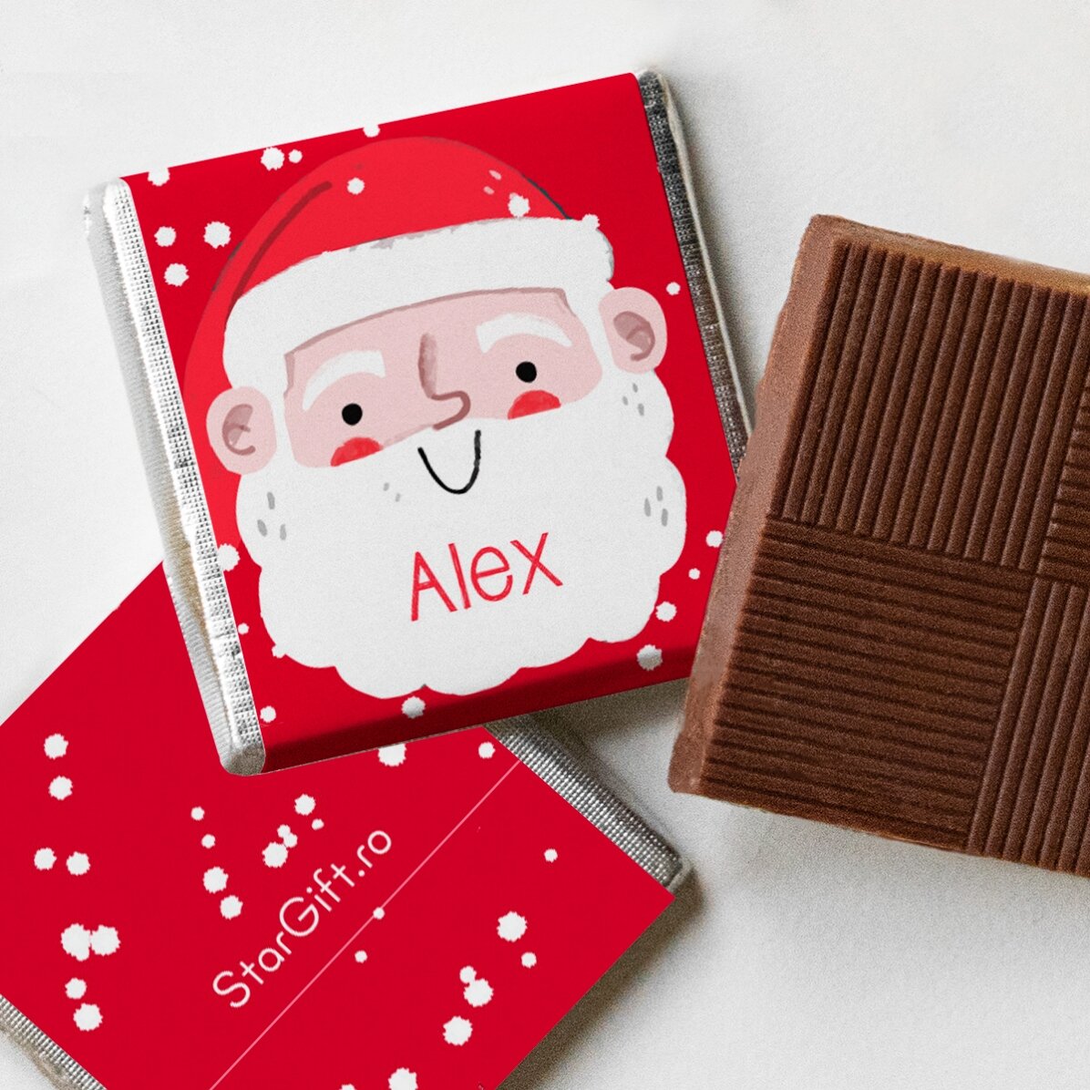 Kerstbal met 10 mini-chocoladehapjes, gepersonaliseerd met naam - Kerstman