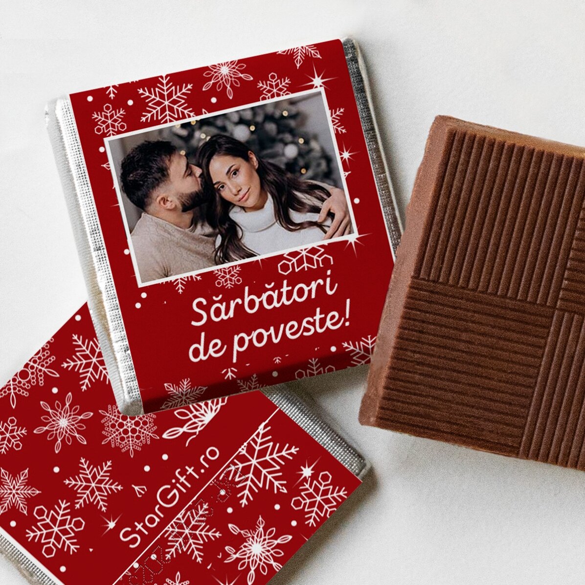 Kogel met 10 mini-chocoladehapjes, gepersonaliseerd met foto’s en tekst