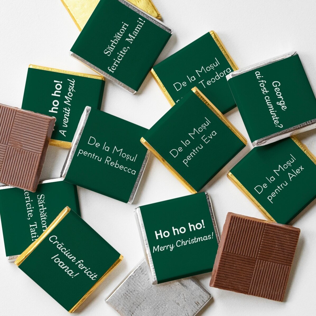 Kogel met 10 gepersonaliseerde minichocolade met tekst