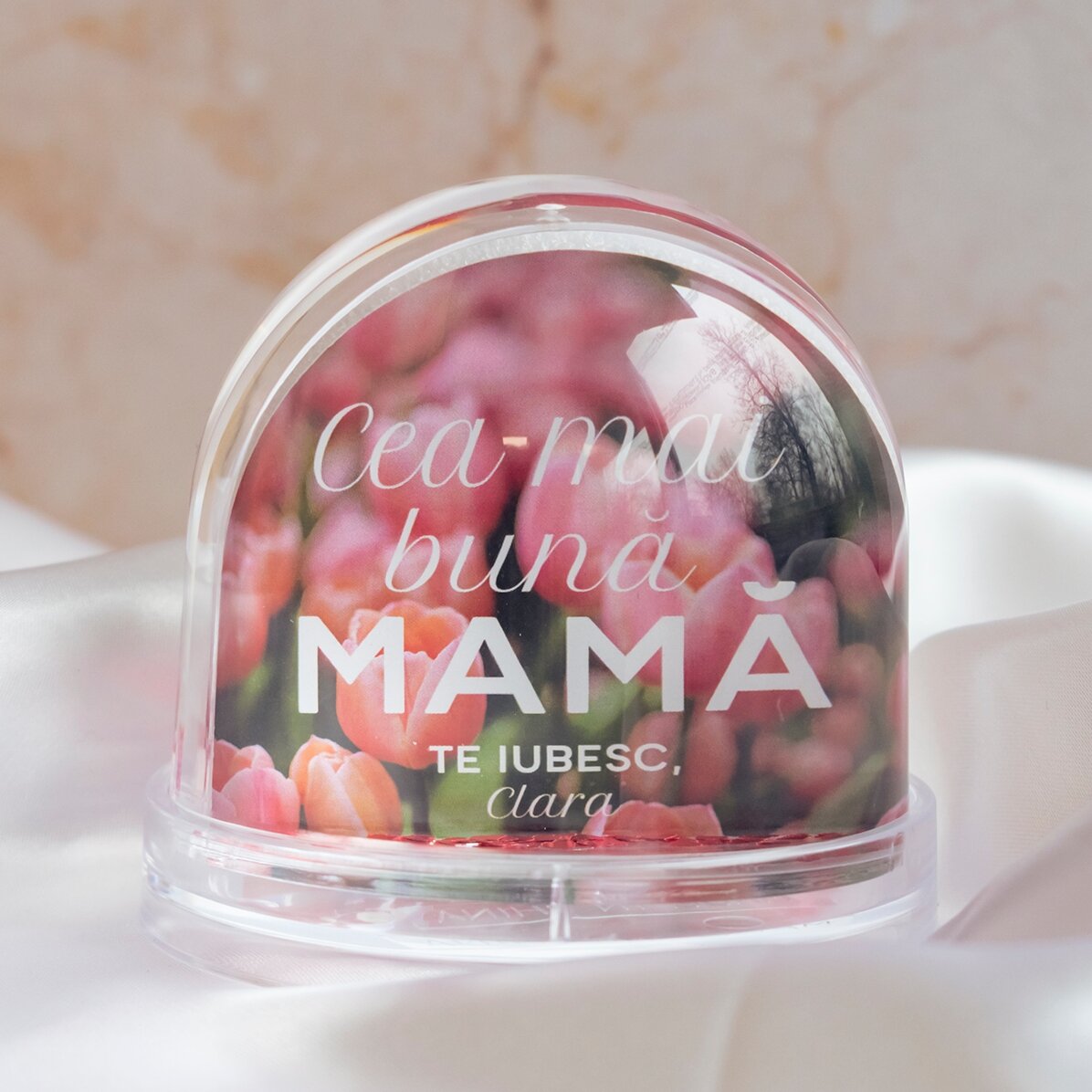 Globe de bureau personnalisé avec photo et texte - La meilleure maman