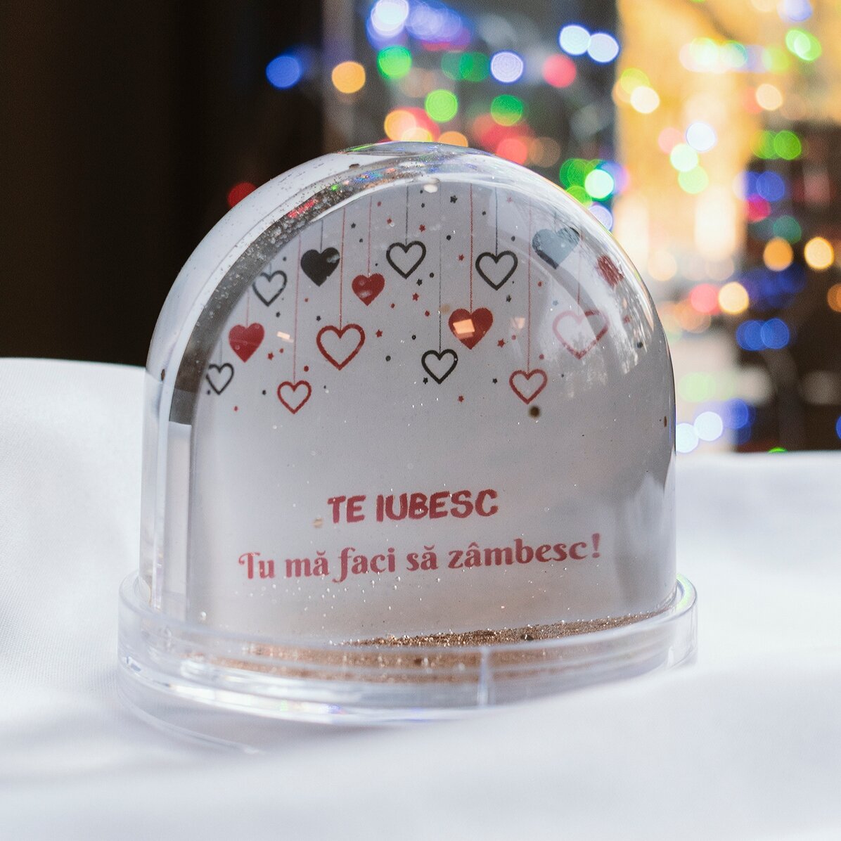 Globe de bureau personnalisé avec photo et texte - Love