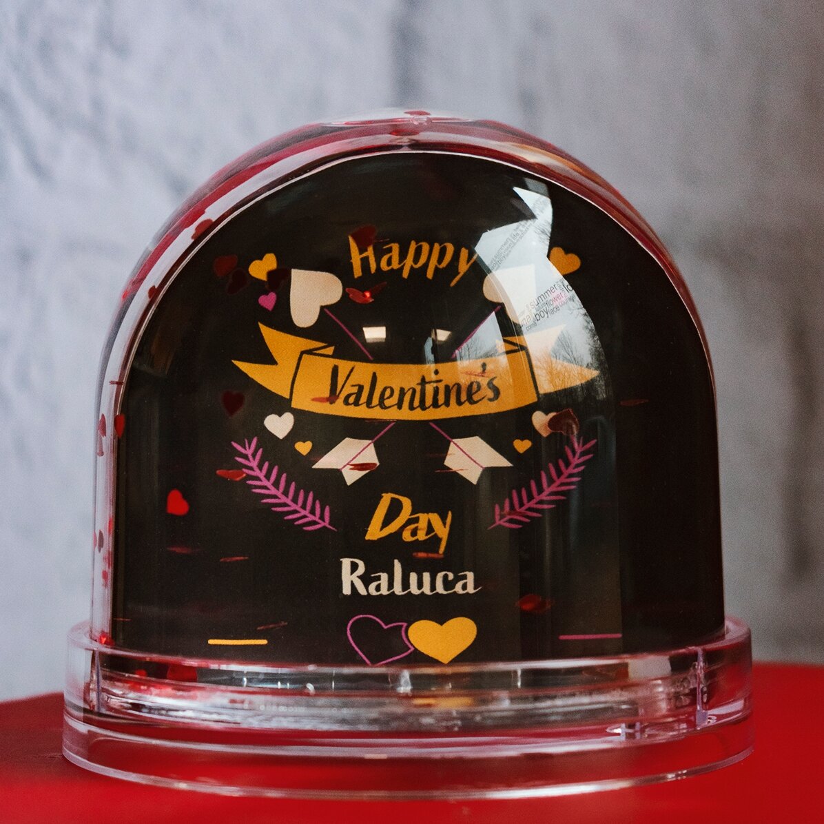 Globe de bureau personnalisé avec photo et texte - Saint-Valentin