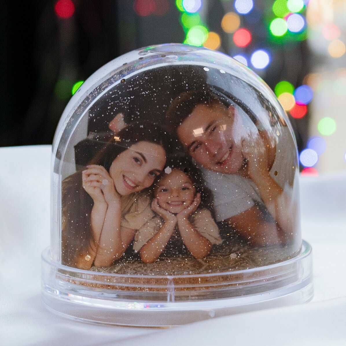 Gepersonaliseerde bureau-bol met foto en tekst - Winter dreams