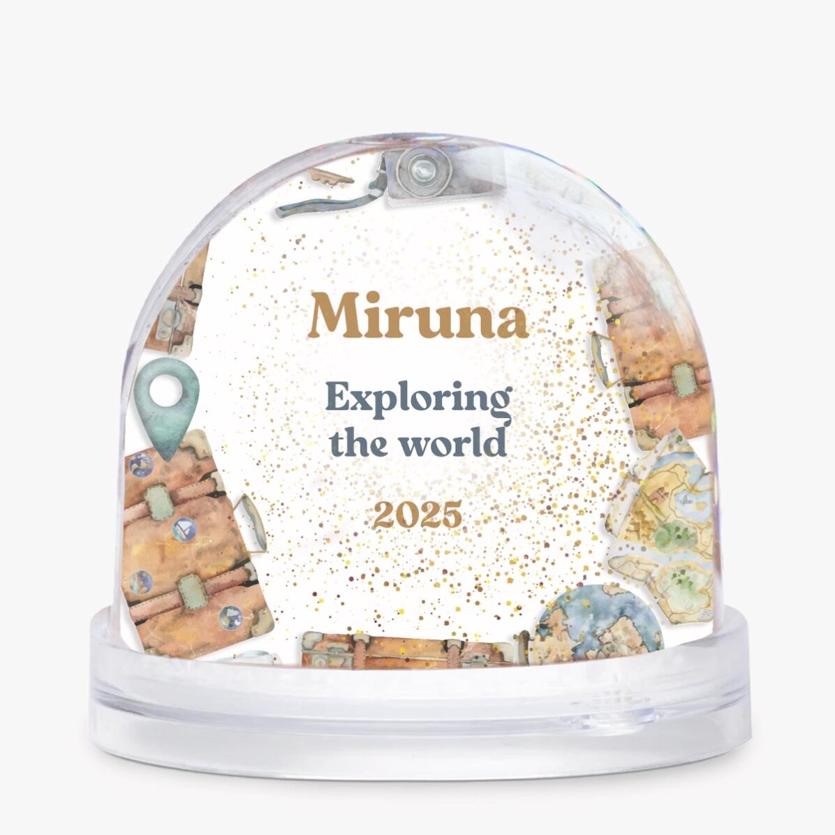Gepersonaliseerde bureau-globe met foto en tekst - World explorer