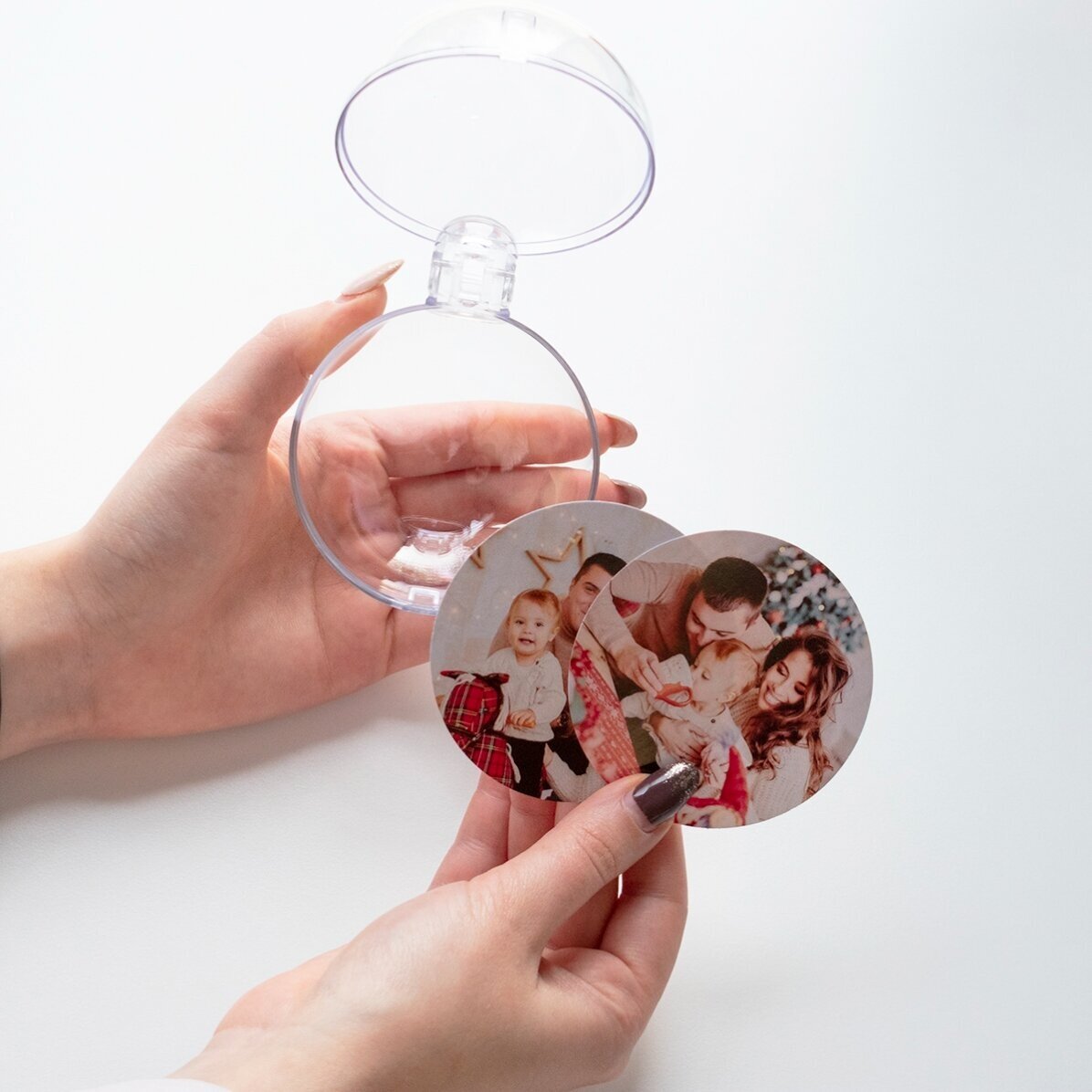 Globe transparent personnalisé recto-verso avec votre visuel