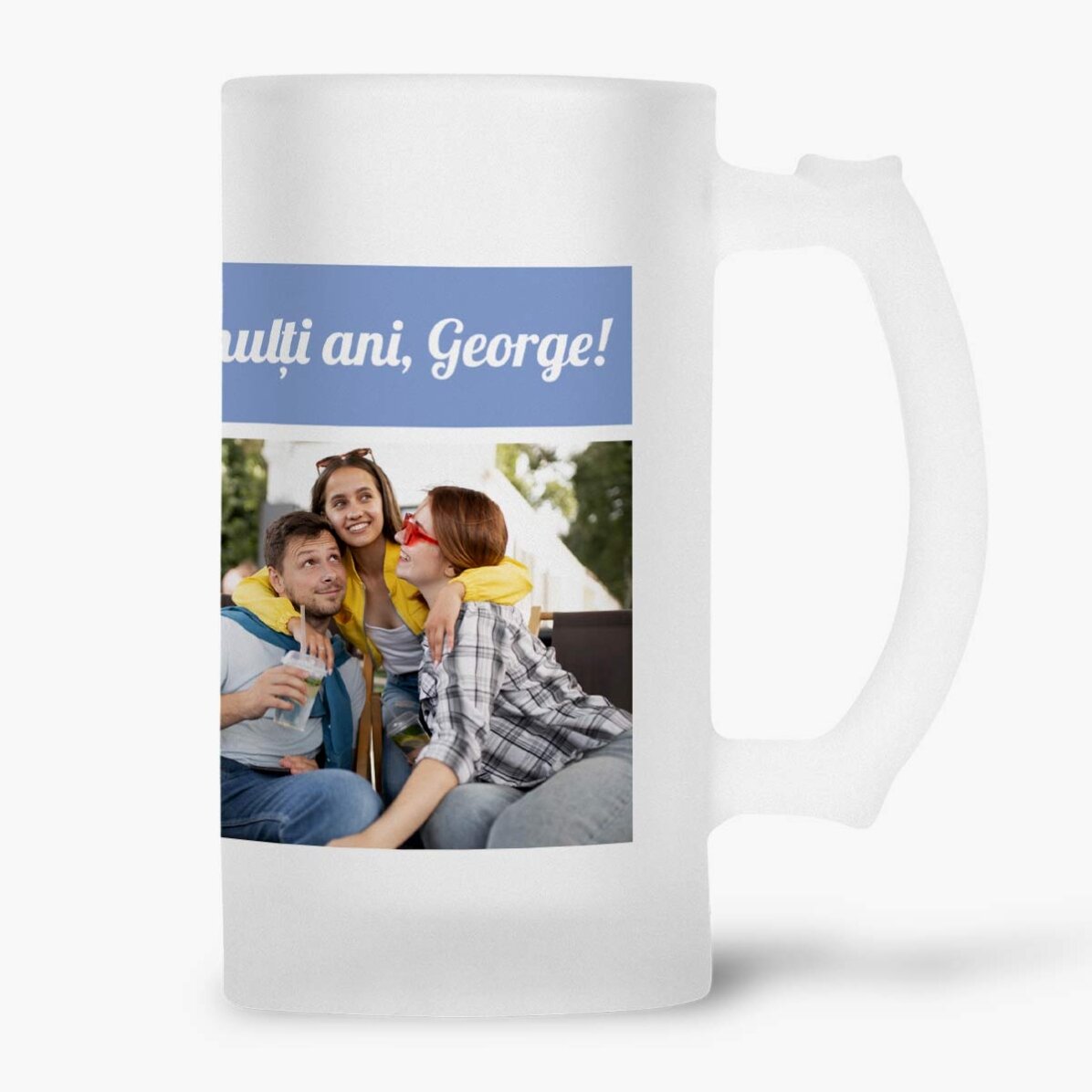 Chope à bière personnalisée avec 7 photos et un message