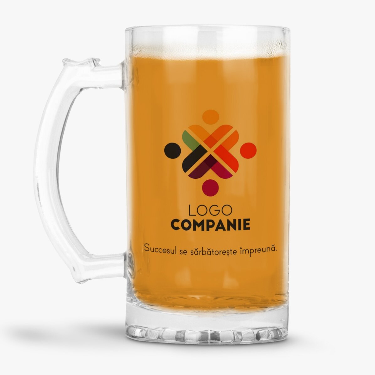 Gepersonaliseerde bierpul met logo en tekst