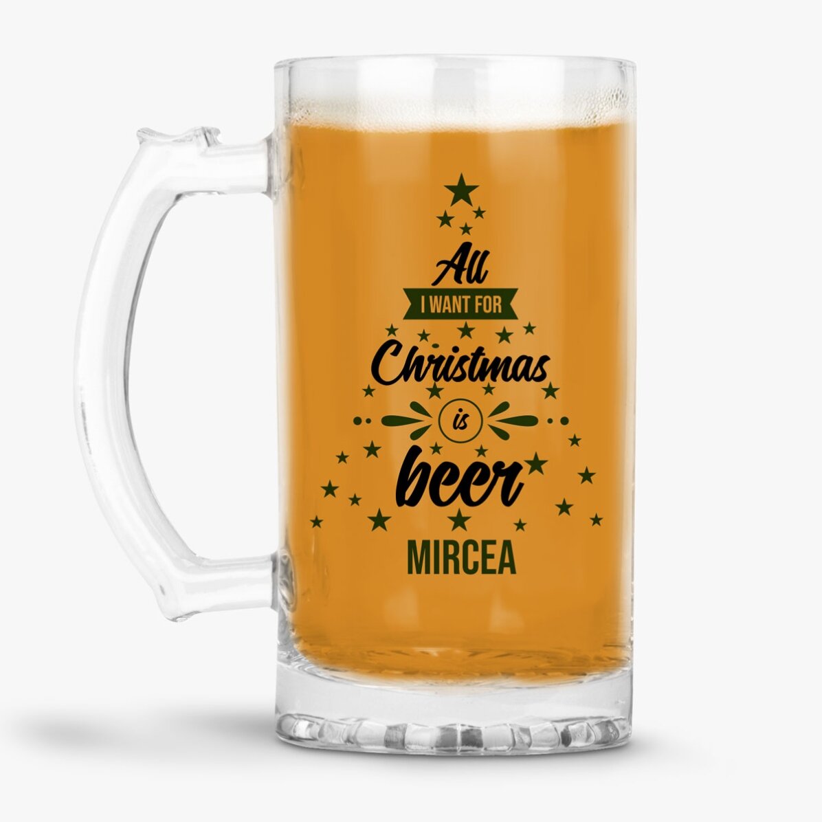Gepersonaliseerde bierpul met tekst - All i want for Christmas