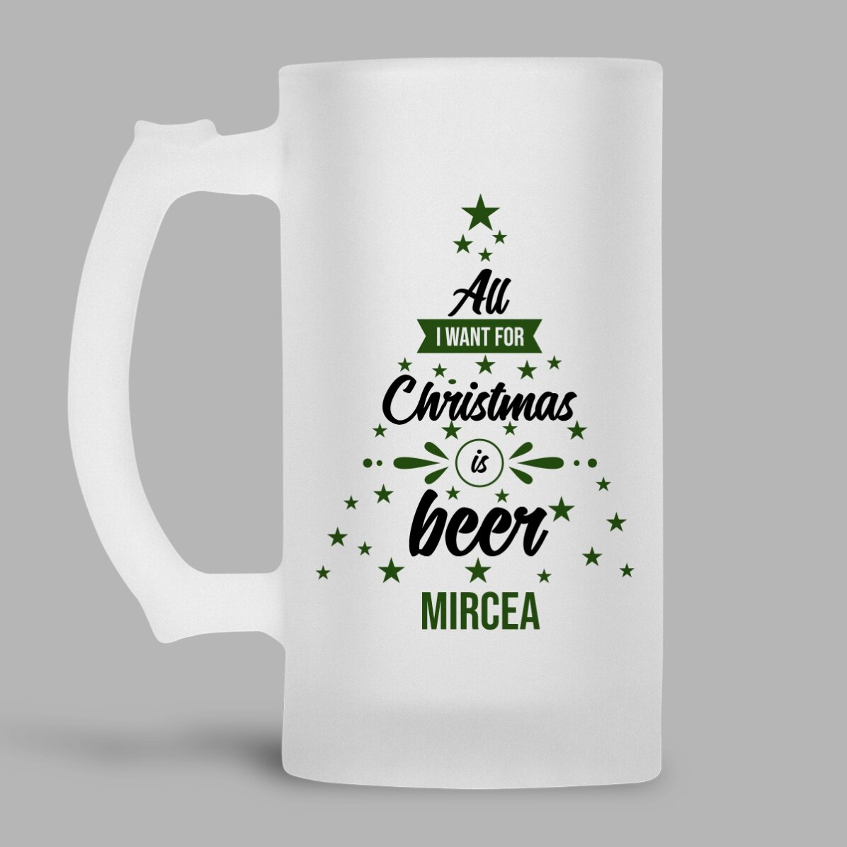 Gepersonaliseerde bierpul met tekst - All i want for Christmas