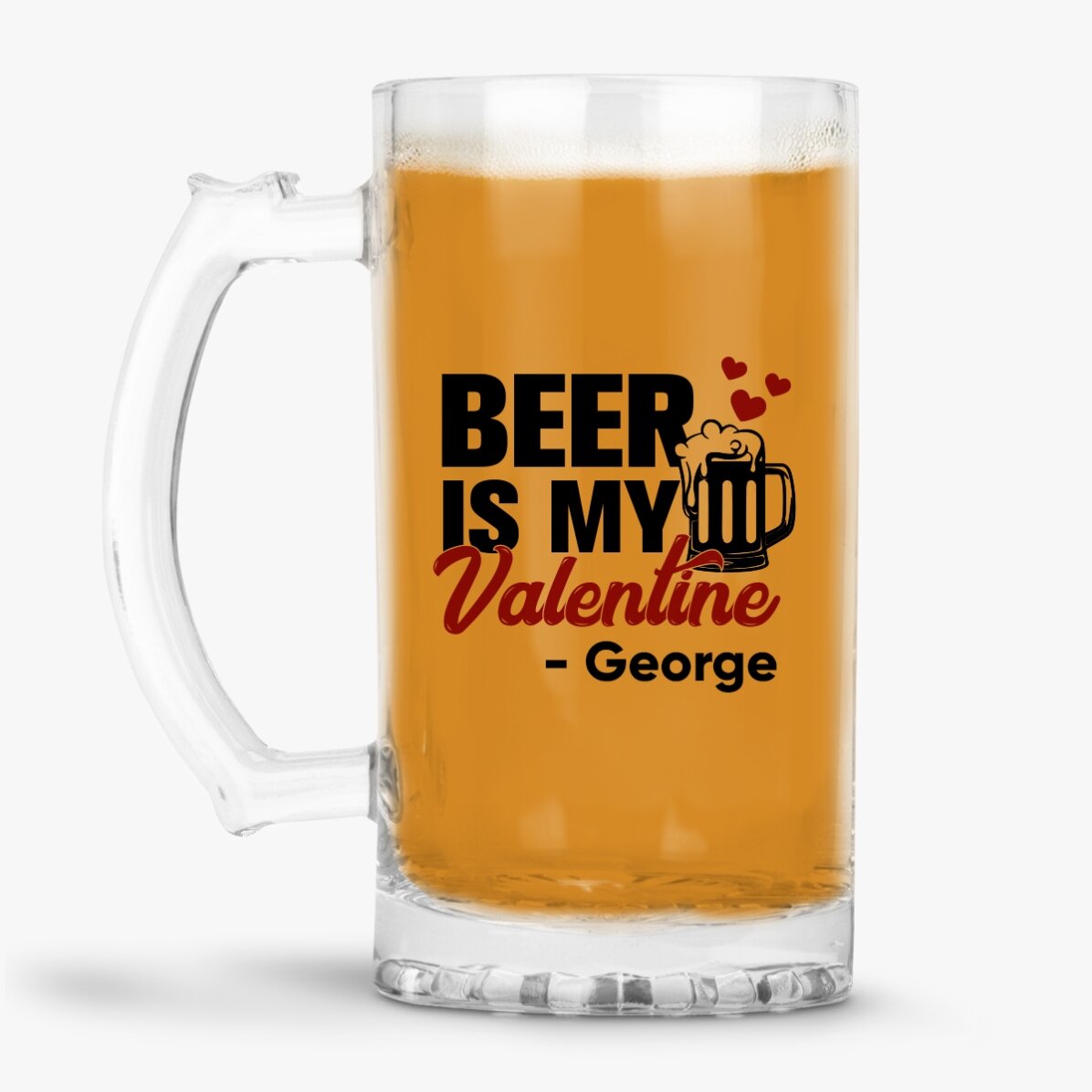Gepersonaliseerde bierpul met tekst - Beer is my Valentine