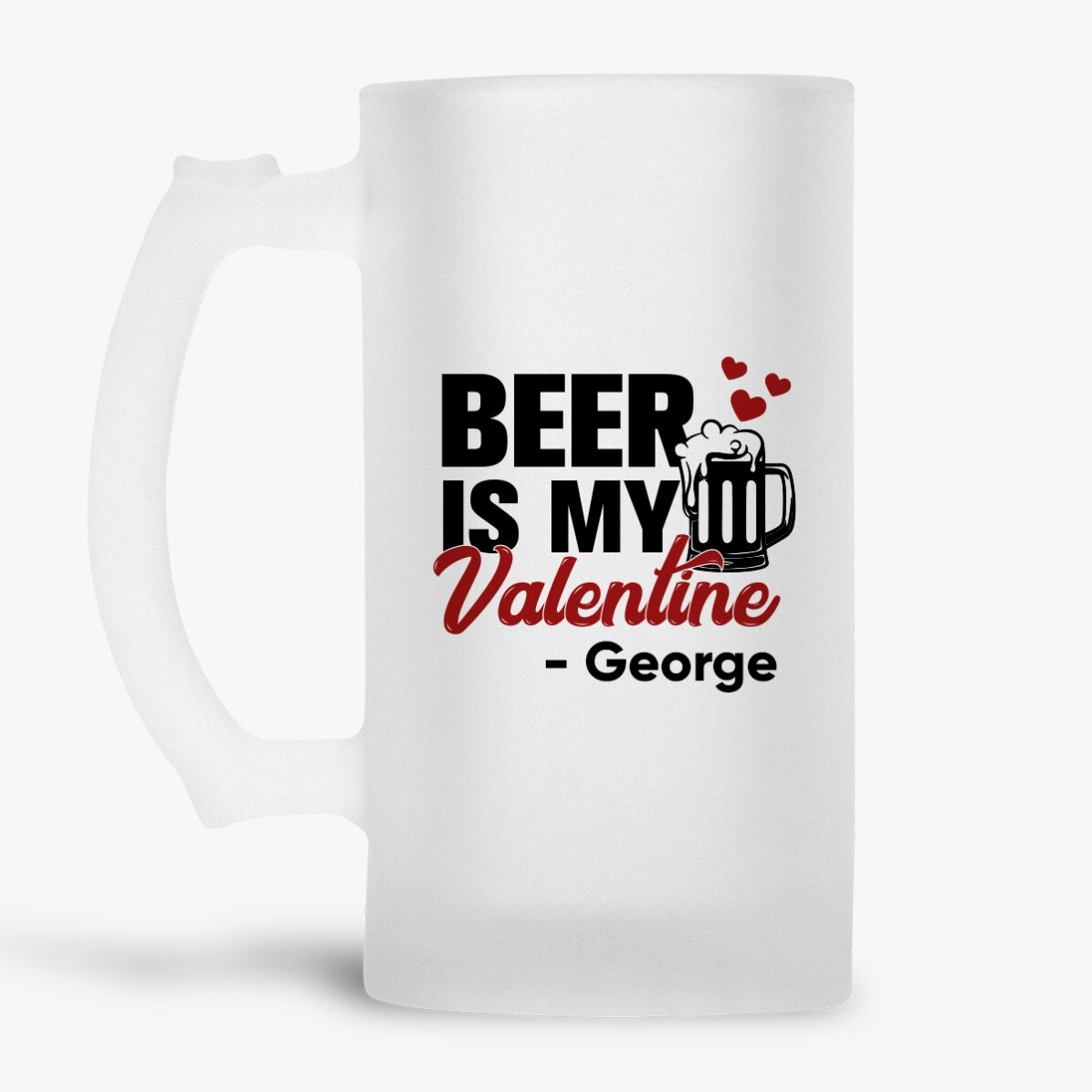 Gepersonaliseerde bierpul met tekst - Beer is my Valentine
