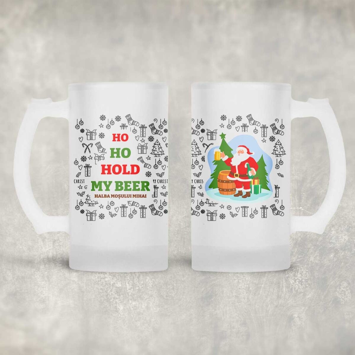 Gepersonaliseerde bierpul met kersttekst - Ho Ho Hold My Beer