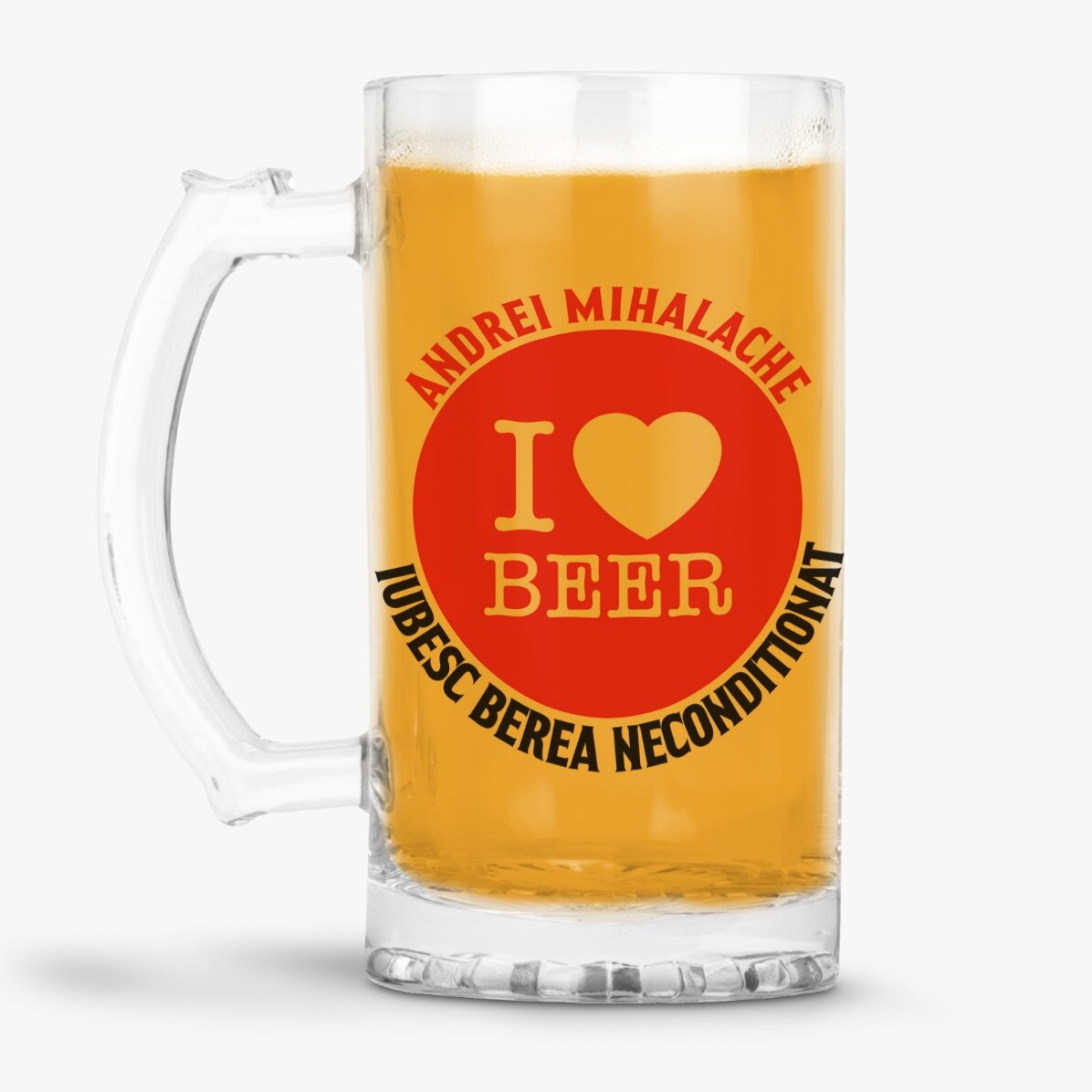 Gepersonaliseerde bierpul met tekst - I love beer