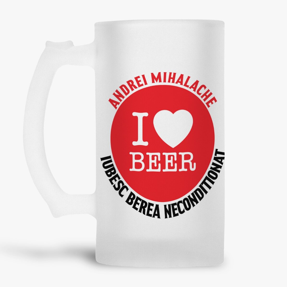 Gepersonaliseerde bierpul met tekst - I love beer