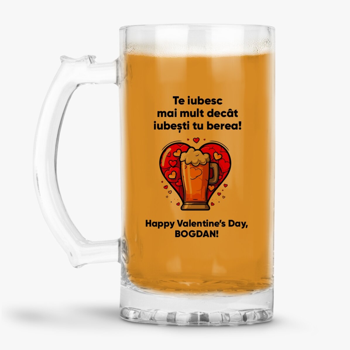 Chope à bière personnalisée avec le texte « Je t