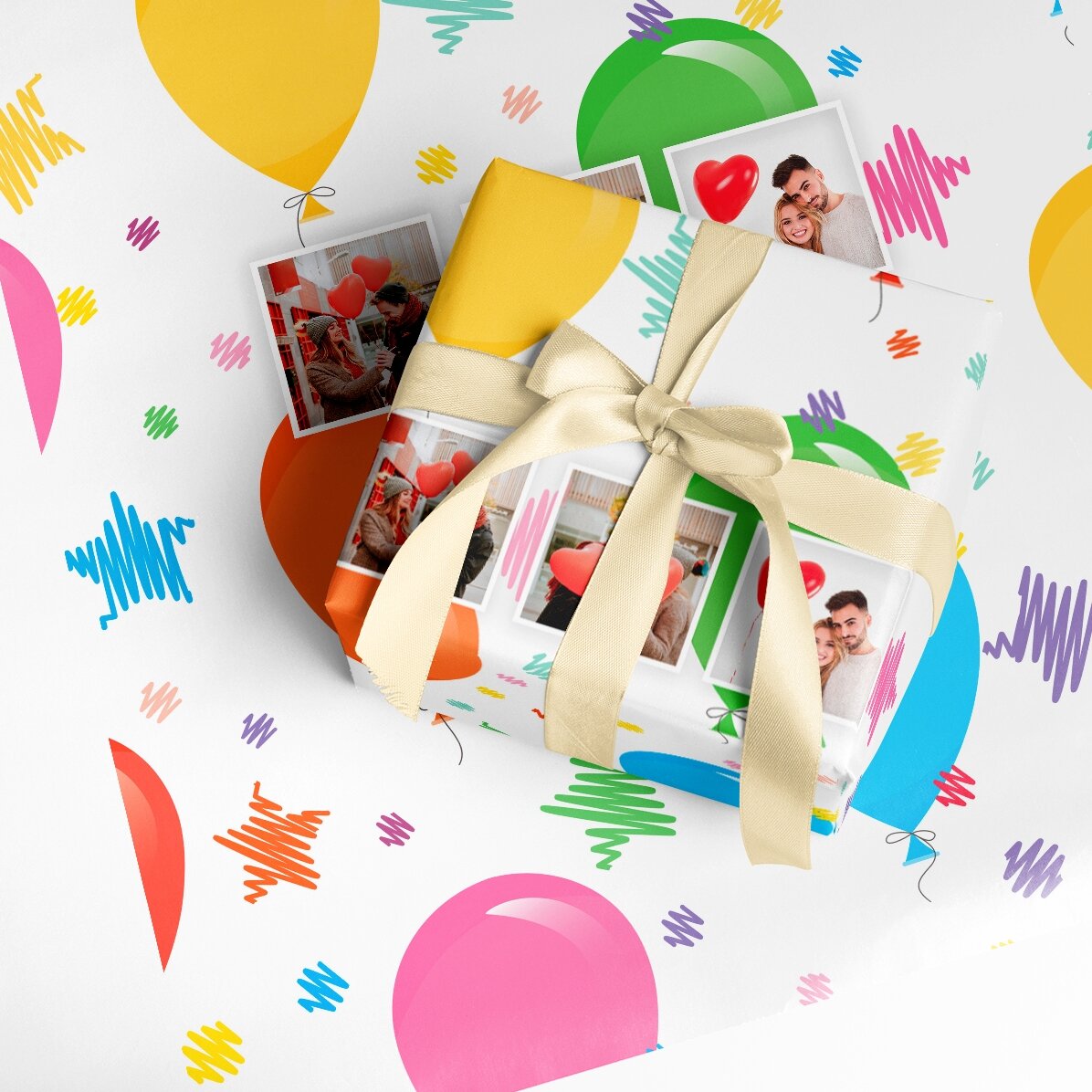 Gepersonaliseerd cadeaupapier met 3 foto