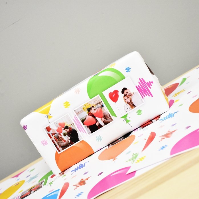 Gepersonaliseerd cadeaupapier met 3 foto