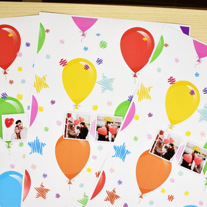Gepersonaliseerd cadeaupapier met 3 foto