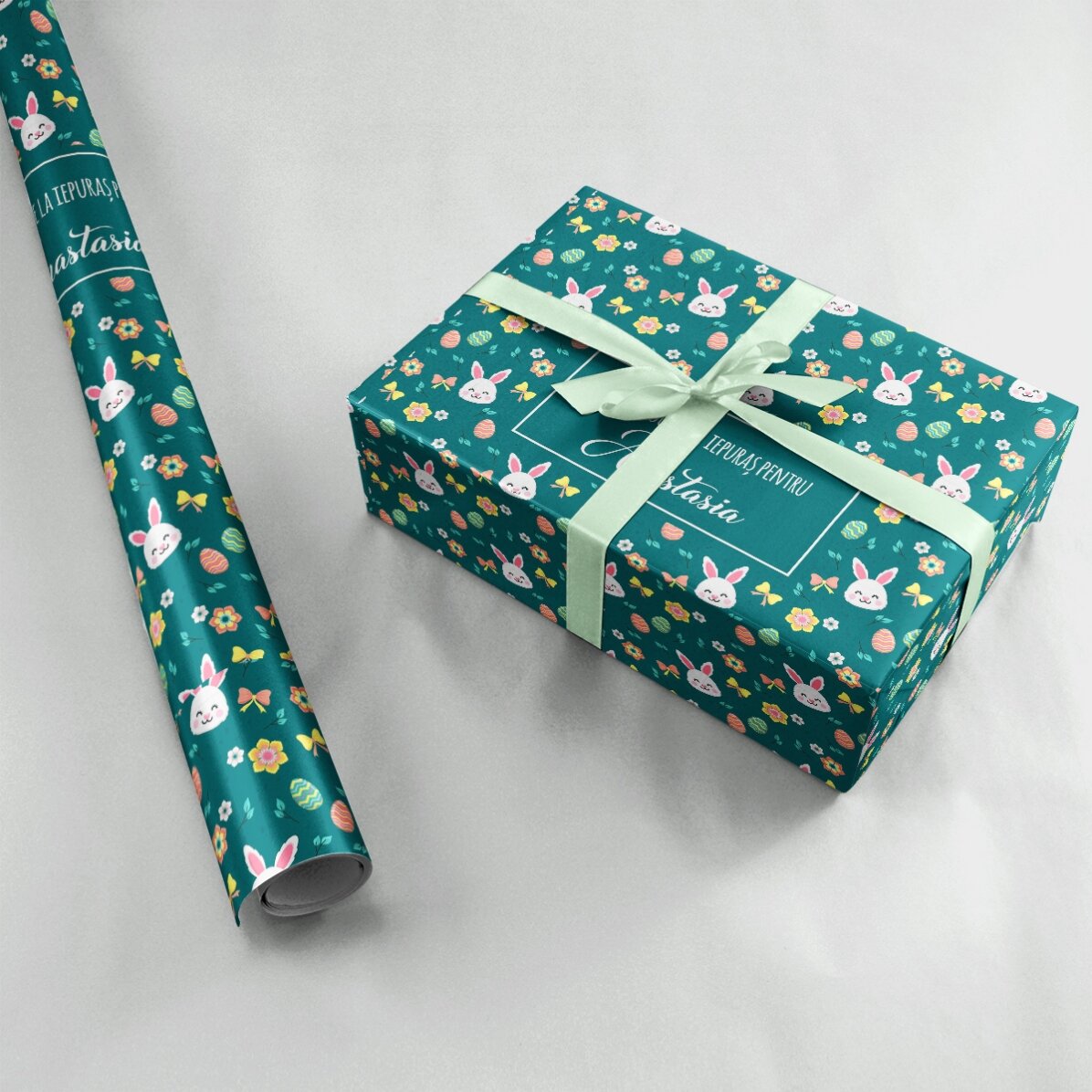 Gepersonaliseerd cadeaupapier met tekst - Pasen