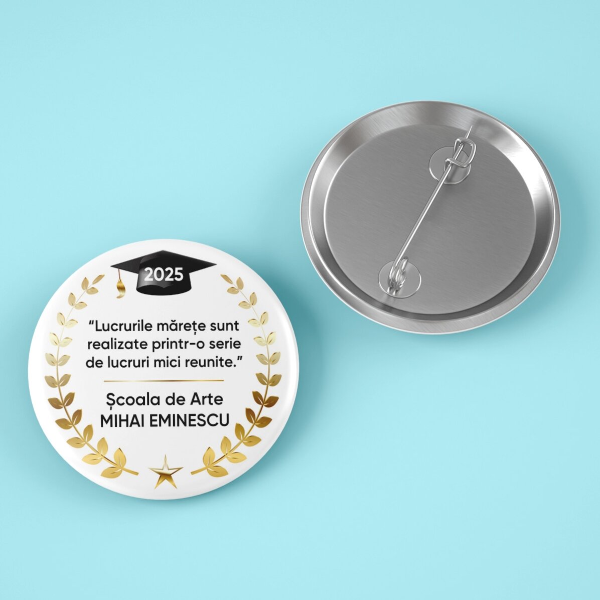 Gepersonaliseerde button met boodschap - Afstuderen