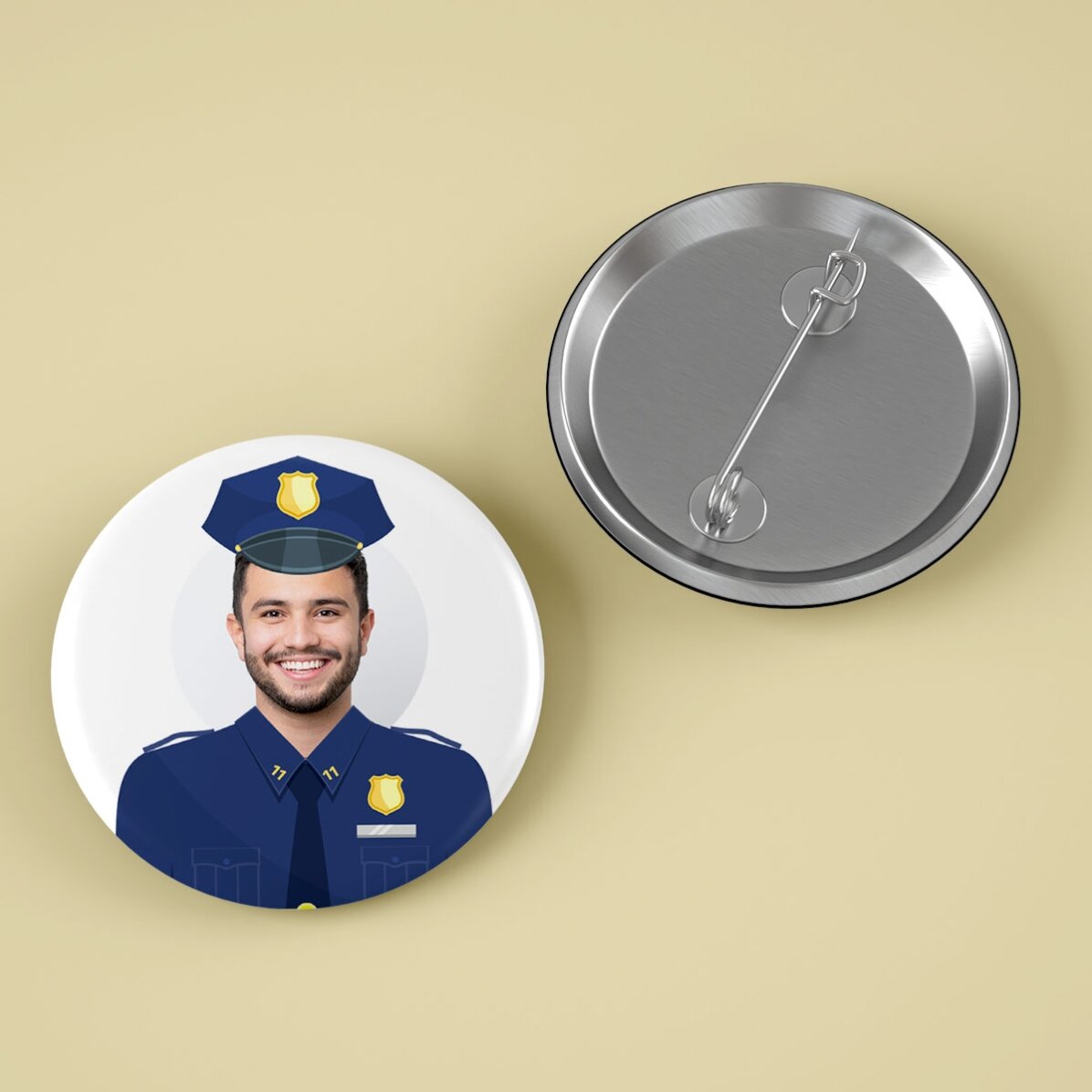 Gepersonaliseerde button met foto - Politieagent