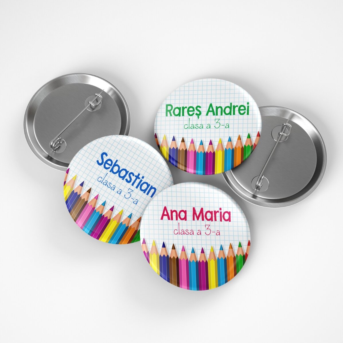 Gepersonaliseerde button met tekst - Kleurpotloden