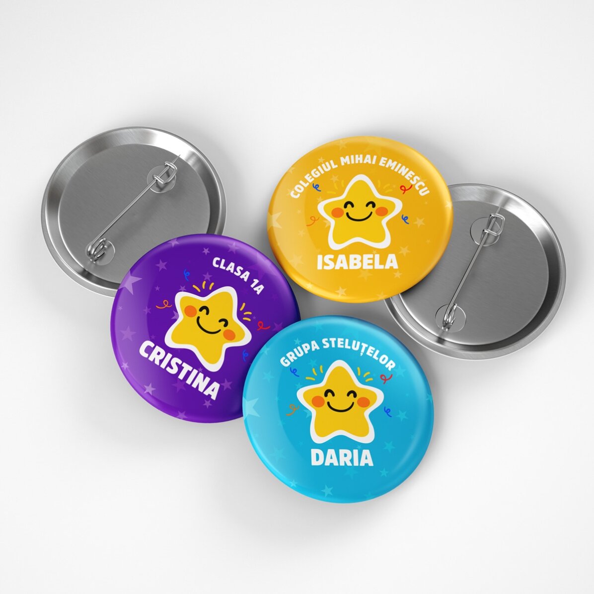 Gepersonaliseerde button met tekst - De groep van de sterretjes