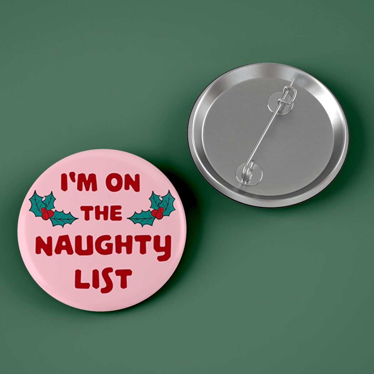 Gepersonaliseerde button met tekst - Naughty List