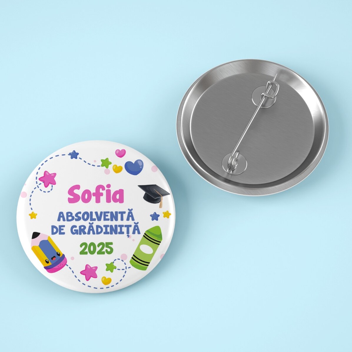 Gepersonaliseerde button met tekst ter gelegenheid van het afstuderen voor - Afgestudeerde van de kl