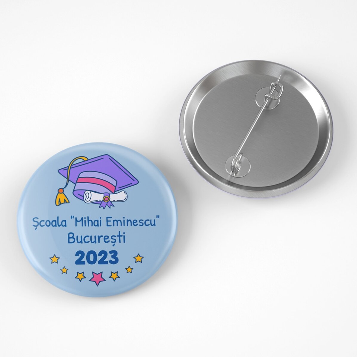 Gepersonaliseerde button met tekst voor het afstuderen van kinderen