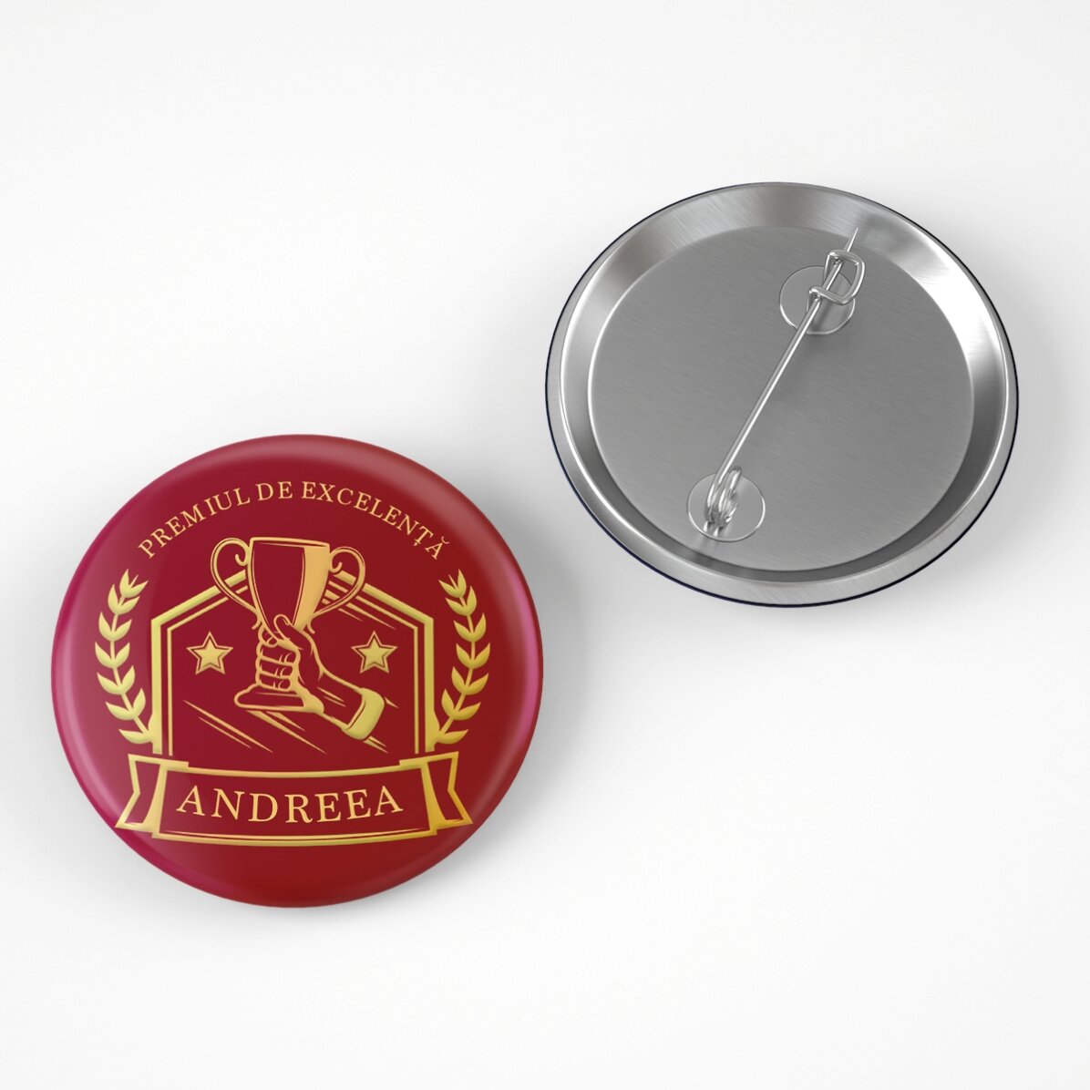 Gepersonaliseerde button met tekst voor kampioenen