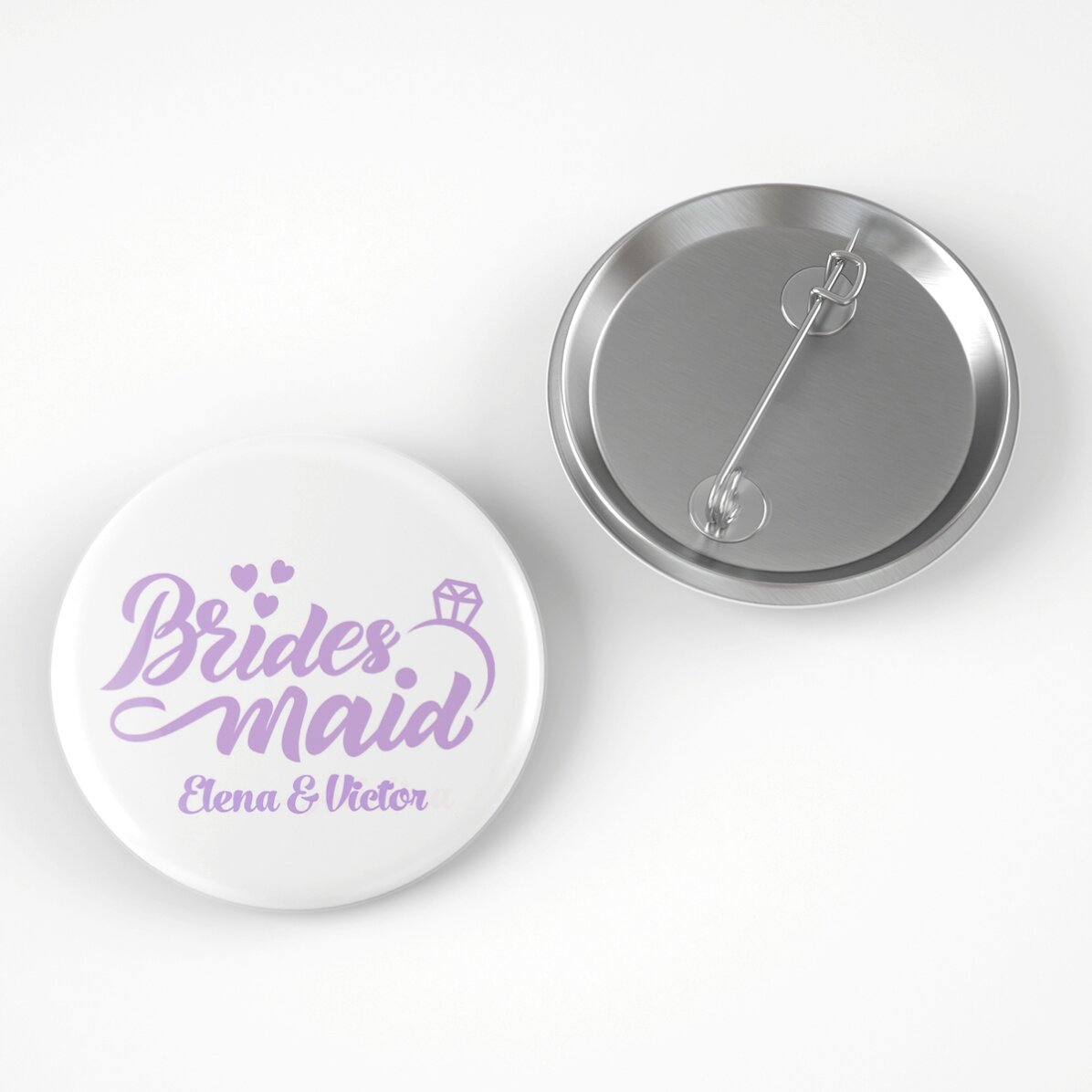 Gepersonaliseerde button met tekst voor bruidsmeisjes
