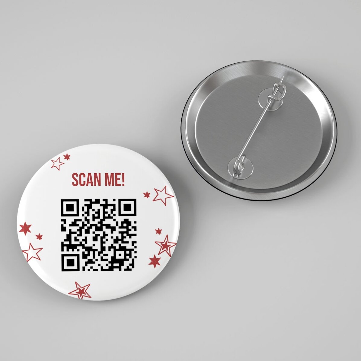 Gepersonaliseerde button met tekst en QR-code