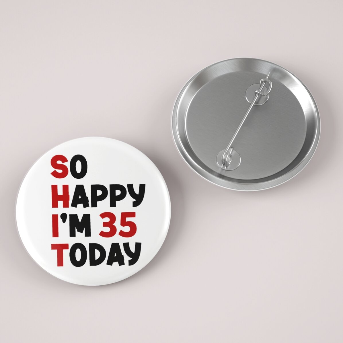 Gepersonaliseerde button met tekst - So happy