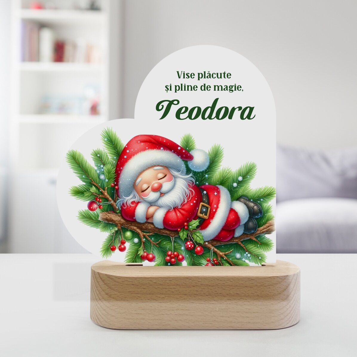 Lampe de veille LED en forme de cœur personnalisée avec un message pour les enfants - Père Noël